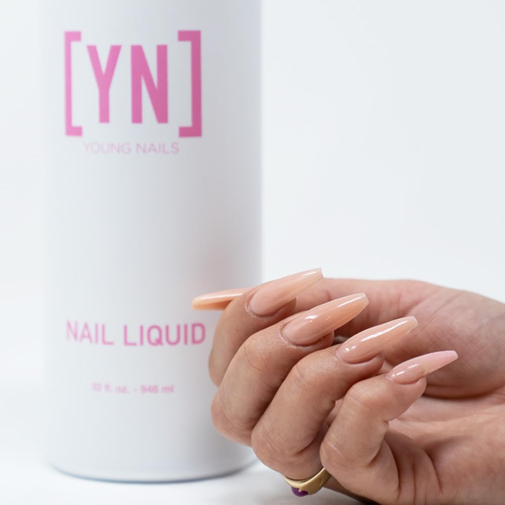 Young Nails Nail Liquid. Professional Grade High Quality Monomer. Use with Nail Powder for Acrylic Nails At Home. Low Odor, Mess + MMA Free, Non-Yellowing Nail Liquid